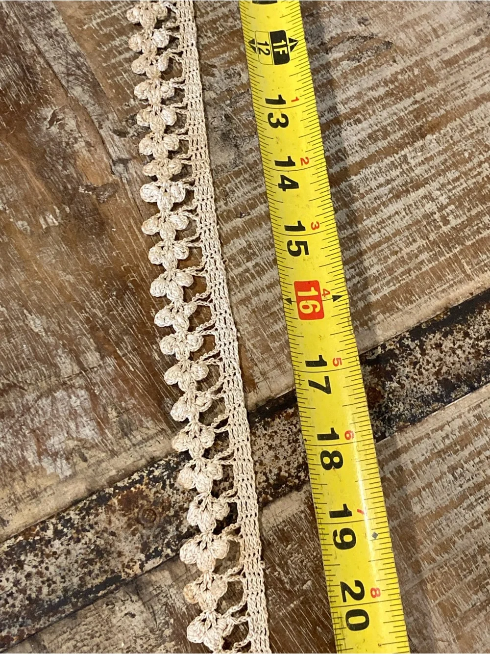Vintage Crochet Trim Lace - Beige & Brown 39”
